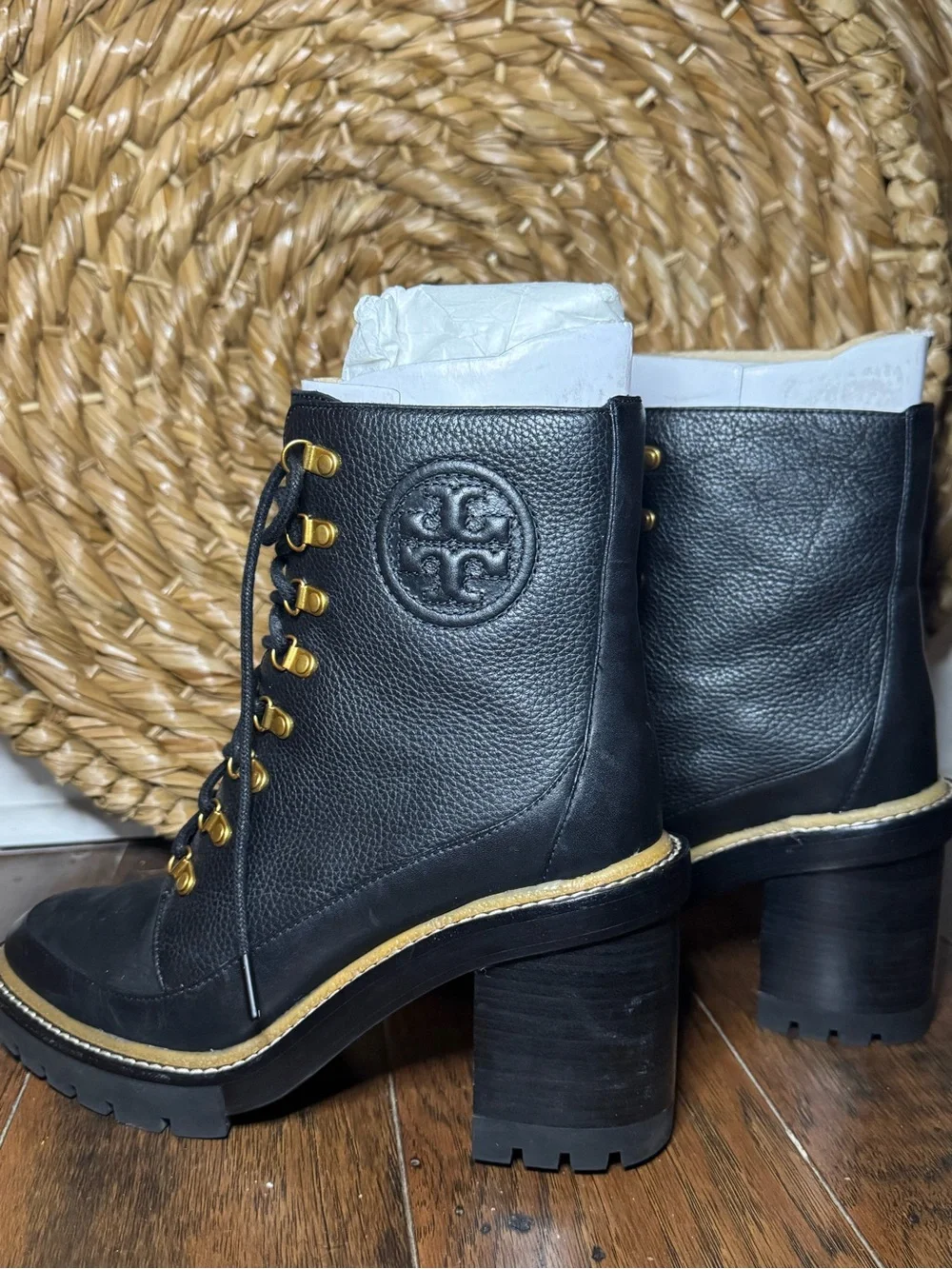 Tory Burch Miller Lug-Sole Lace-Up Boots